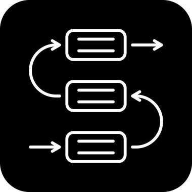 Siyahla doldurulmuş iş ve ofis ikonu. Strateji, proje, pazarlama, başarı, takım, süreç, hedef. Vektör illüstrasyonu