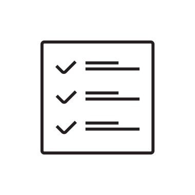 Not: İş ve ofis simgesi, siyah ana hatlı. belge, sayfa, rapor, form, sözleşme, anlaşma, mesaj. Vektör illüstrasyonu