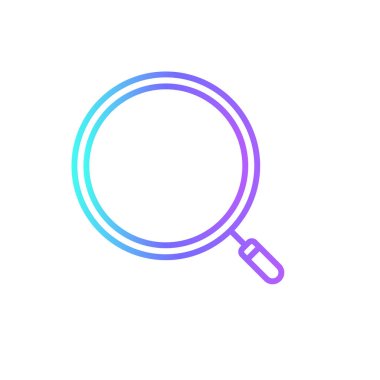 Mavi duoton tarzında arama işi ve ofis simgesi. Bul, cam, zum, araştırma, optik, araç, lens. Vektör illüstrasyonu