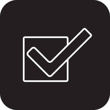 Onaylanmış iş ve ofis simgesi, siyah çizgili. Şah, tik, işaret, seçim, kalite, onay, onayla. Vektör illüstrasyonu