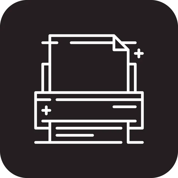 ファックスまたは印刷ビジネスと黒のフルラインスタイルのオフィスアイコン ページ コンピュータ デジタル テキスト プレス ベクターイラスト — ストックベクタ