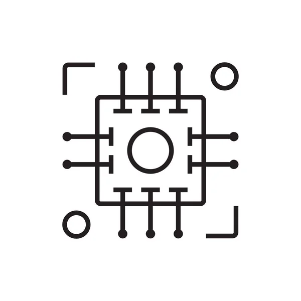 Технологія Бізнес Офісна Ікона Чорним Контуром Символ Мережа Цифровий Чип — стоковий вектор
