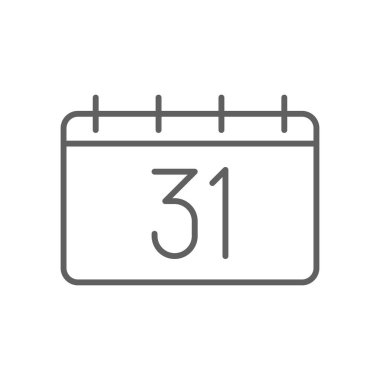 Takvim İşletme ve ofis simgesi, siyah ana hatlı. Saat, tarih, olay, ay, hatırlatma, gün, plan. Vektör illüstrasyonu