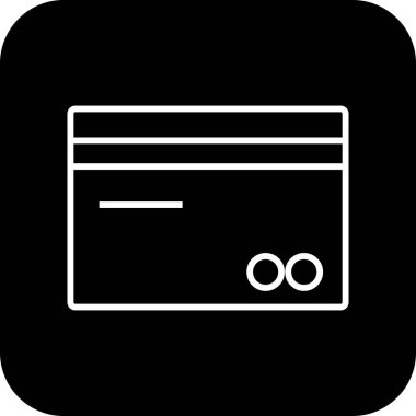 Kredi Kartı İşletme ve Ofis simgesi, siyah çizgili. Para, ödeme, borç, ödeme, ödeme, ATM, borç. Vektör illüstrasyonu