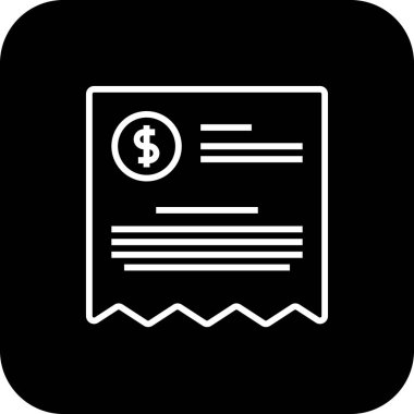 Bill Business and Office simgesi ve siyah çizgi tarzı. Para, belge, makbuz, ödeme, kağıt, muhasebe, rapor. Vektör illüstrasyonu