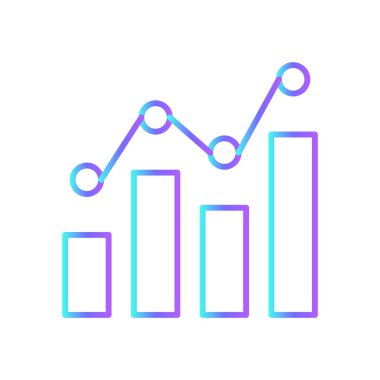Mavi duotone tarzında hisse senedi ikonu. Para, büyüme, ok, grafik, grafik, gelir. Vektör illüstrasyonu