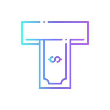 Mavi duoton tarzı ATM Finans ikonu. Para, banka, kart, kredi kartı, ödeme, dolar, banka. Vektör illüstrasyonu