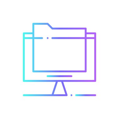 Mavi duoton stili Veri Finans simgesi. bilgisayar, analitik, bilgi, dijital, veritabanı, istatistik, bulut. Vektör illüstrasyonu