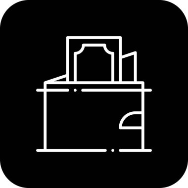 Ödeme Finans simgesi, siyah doldurulmuş çizgi tarzı. Para, banka, dolar, kredi, cüzdan, yatırım, izole edilmiş. Vektör illüstrasyonu