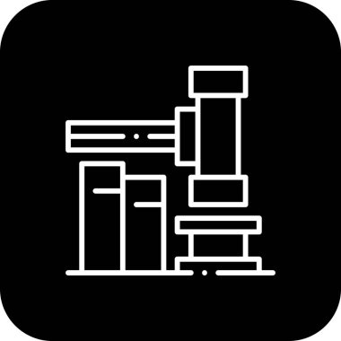 Açık Artırma Finans simgesi ve siyah doldurulmuş çizgi tarzı. İş, banka, kasa, hukuk, sözleşme, tokmak, denge. Vektör illüstrasyonu