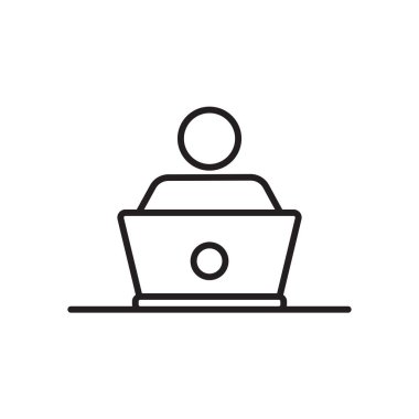 Çalışan İş Adamları ikonu, siyah taslak tarzı. Kişi, insan, yönetici, iş, lider, iş adamı, personel. Vektör illüstrasyonu