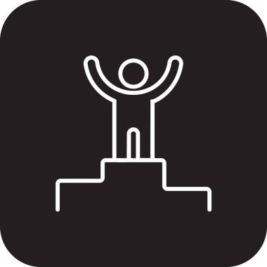 Kazanan İşadamları simgesi, siyah çizgili. Başarı, başarı, ödül, şampiyon, kazanmak, ödül, yıldız. Vektör illüstrasyonu