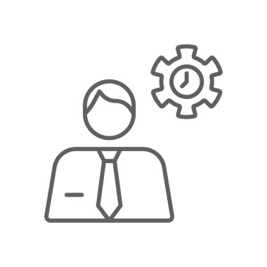 Çalışan İş Adamları ikonu, siyah taslak tarzı. Kişi, liderlik, iş adamı, insan, iş, menajer, yapı. Vektör illüstrasyonu