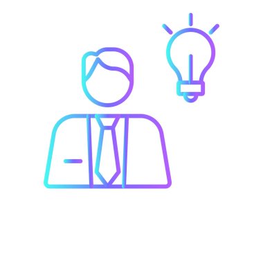 Ar-Ge iş adamları mavi duoton tarzında ikonlar. Tasarım, yenilik, yaratıcı, analiz, grafik, plan, fikir. Vektör illüstrasyonu