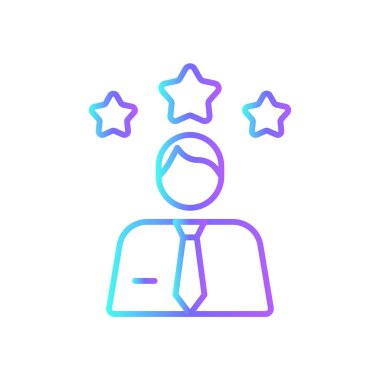 Bu ayın çalışanı mavi duoton stili iş adamı ikonu. Başarı, ödül, iş, performans, başarı, ödül, şampiyon. Vektör illüstrasyonu