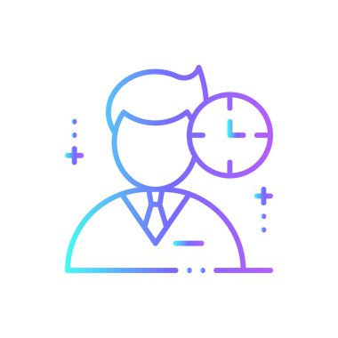 Mavi duoton tarzında kişisel çalışma saatleri ikonu. İnsanlar, iş, zaman, adam, iş, saat, program. Vektör illüstrasyonu