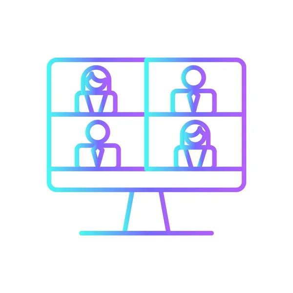 Online Meeting Business Office Icon Μπλε Duotone Στυλ Υπολογιστής Βίντεο — Διανυσματικό Αρχείο