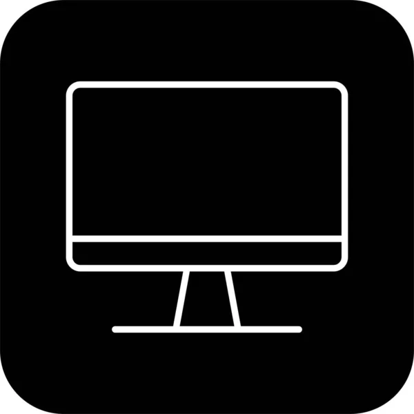 Überwachen Sie Geschäfts Und Bürosymbole Mit Schwarzem Linienstil Bildschirm Computer — Stockvektor