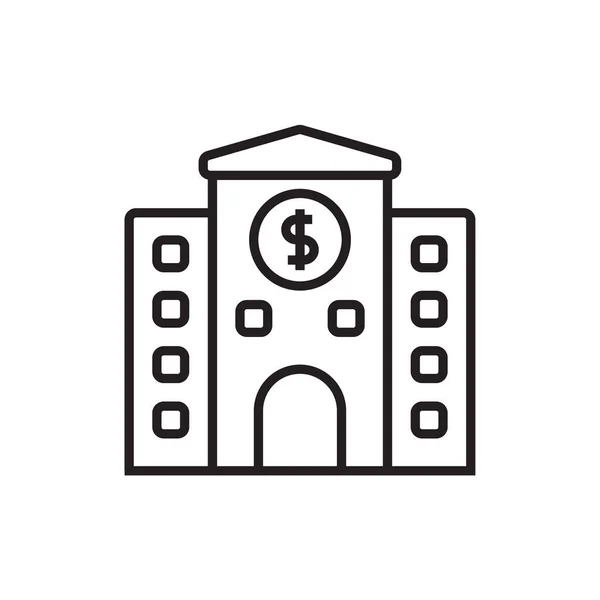 Icône Bank Finance Avec Contour Noir Banque Dollar Bâtiment Social — Image vectorielle