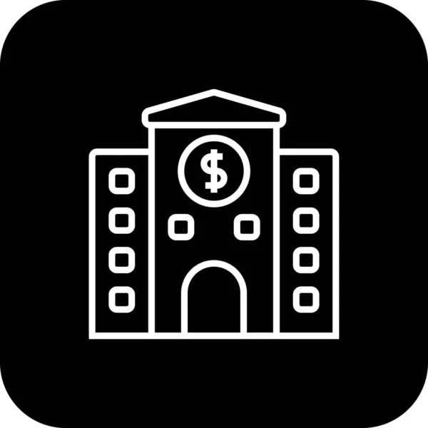 Icône Bank Business Office Avec Ligne Noire Remplie Banque Dollar — Image vectorielle