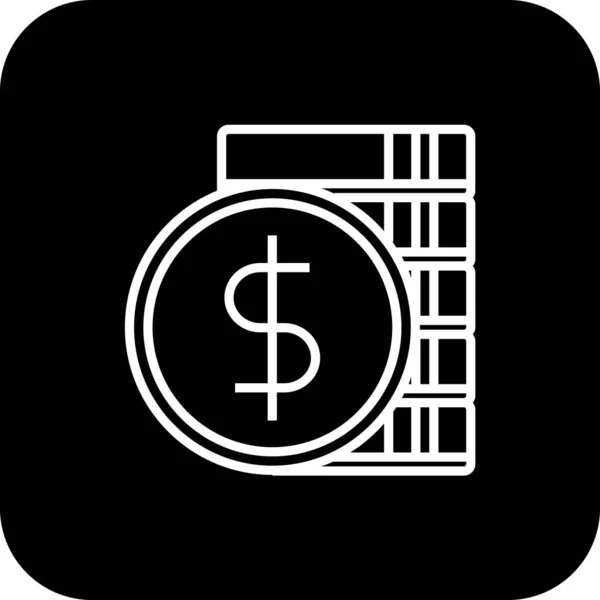 Monnaie Icône Affaires Bureau Avec Style Ligne Rempli Noir Paiement — Image vectorielle