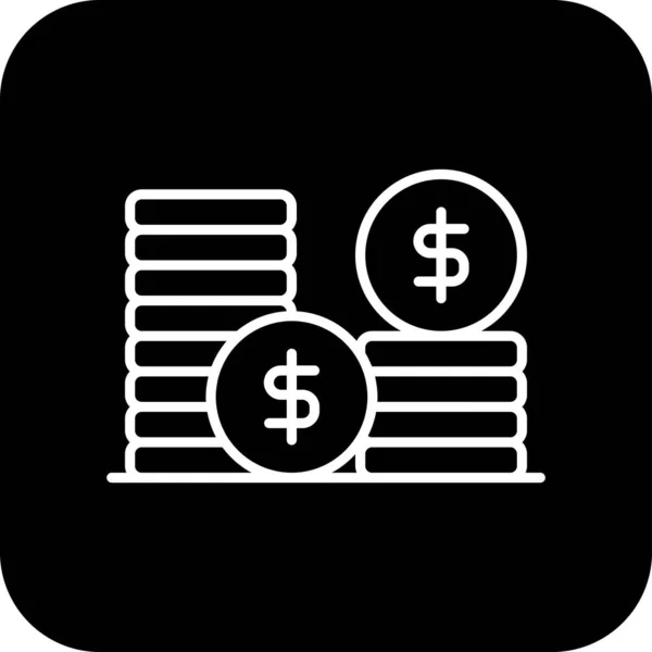 Icône Finance Pièce Avec Style Ligne Rempli Noir Monnaie Dollar — Image vectorielle