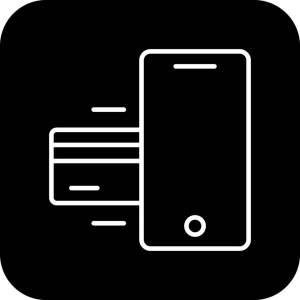 Мобільна Платіжна Піктограма Finance Чорним Заповненим Стилем Лінії Кредит Телефон — стоковий вектор