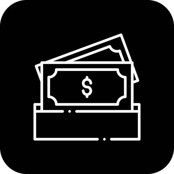Icona Money Finance Con Linea Nera Riempita Contanti Pagamento Dollaro — Vettoriale Stock