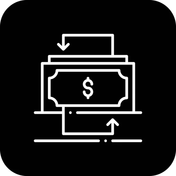 Icône Money Flow Finance Avec Style Ligne Rempli Noir Investissement — Image vectorielle