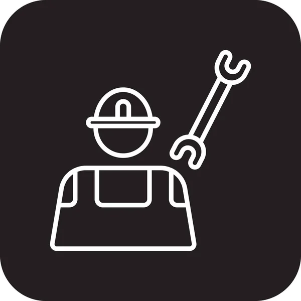 Technician Business People Icon Black Filled Line Style Maintenance Engineer — Stock Vector