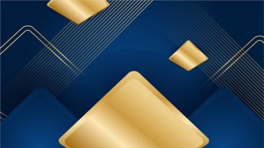 Soyut lüks mavi ve altın arkaplan. Sunum tasarımı, el ilanı, sosyal medya kapağı, web pankartı, teknoloji afişi için modern modaya uygun taze renge sahip soyut bir arkaplan