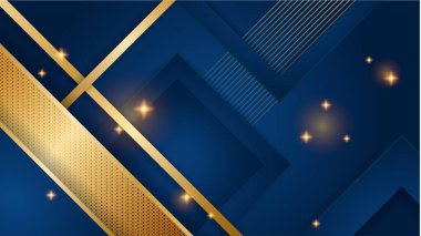 Soyut lüks mavi ve altın arkaplan. Sunum tasarımı, el ilanı, sosyal medya kapağı, web pankartı, teknoloji afişi için modern modaya uygun taze renge sahip soyut bir arkaplan