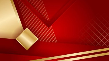 Soyut lüks kırmızı ve altın arkaplan. Sunum tasarımı, el ilanı, sosyal medya kapağı, web pankartı, teknoloji afişi için modern modaya uygun taze renge sahip soyut bir arkaplan