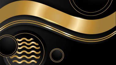 Soyut siyah ve altın rengi modern parlak desenli şekiller soyut arkaplan
