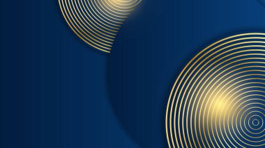 Soyut şablon mavi geometrik köşegen arkaplan ve altın çizgi. Lüks stil.