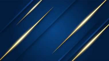 Soyut şablon mavi geometrik köşegen arkaplan ve altın çizgi. Lüks stil.