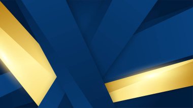 Soyut şablon mavi geometrik köşegen arkaplan ve altın çizgi. Lüks stil.