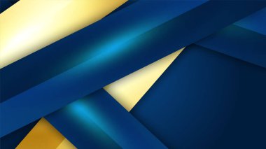 Soyut şablon mavi geometrik köşegen arkaplan ve altın çizgi. Lüks stil.