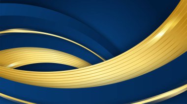 Soyut şablon mavi geometrik köşegen arkaplan ve altın çizgi. Lüks stil.