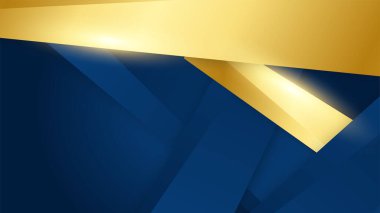 Soyut şablon mavi geometrik köşegen arkaplan ve altın çizgi. Lüks stil.