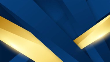 Soyut şablon mavi geometrik köşegen arkaplan ve altın çizgi. Lüks stil.