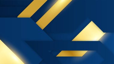 Soyut şablon mavi geometrik köşegen arkaplan ve altın çizgi. Lüks stil.