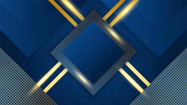 Soyut şablon mavi geometrik köşegen arkaplan ve altın çizgi. Lüks stil.