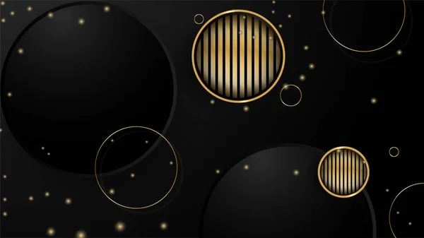 アブストラクト黒と金の現代光沢のあるテクスチャ形状アブストラクト背景 — ストックベクタ