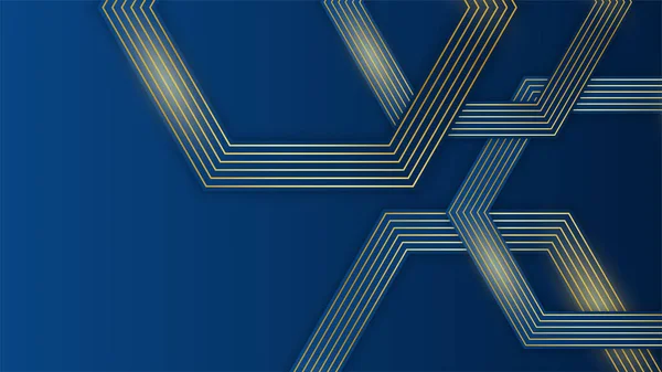 Modelo Abstrato Fundo Diagonal Geométrico Azul Com Linha Dourada Estilo — Vetor de Stock