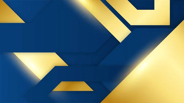 Abstraktní Šablona Modré Geometrické Diagonální Pozadí Zlatou Čárou Luxusní Styl — Stockový vektor