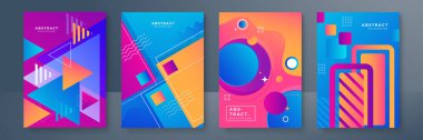 Poster kapağı tasarımı için soyut modayı değiştiren geometrik model arkaplan dokusu. En düşük renk eğimli pankart şablonu. Broşür ve sosyal medya şablonu için modern vektör dalga şekli