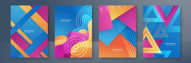 Poster kapağı tasarımı için soyut modayı değiştiren geometrik model arkaplan dokusu. En düşük renk eğimli pankart şablonu. Broşür ve sosyal medya şablonu için modern vektör dalga şekli