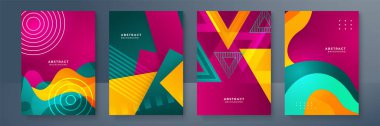 Poster kapağı tasarımı için soyut modayı değiştiren geometrik model arkaplan dokusu. En düşük renk eğimli pankart şablonu. Broşür ve sosyal medya şablonu için modern vektör dalga şekli