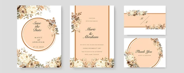 White Orchid Flower Flora Vector Elegant Hand Drawing Wedding Invitation — Stock Vector
